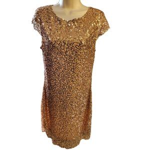 NWT Pretty Guide Women's M Sequined Cocktail Dress Gold
